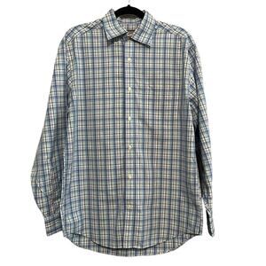 Vineyard Vines Plaid Button-Down Shirt Men’s Medium Blue Green White Checked